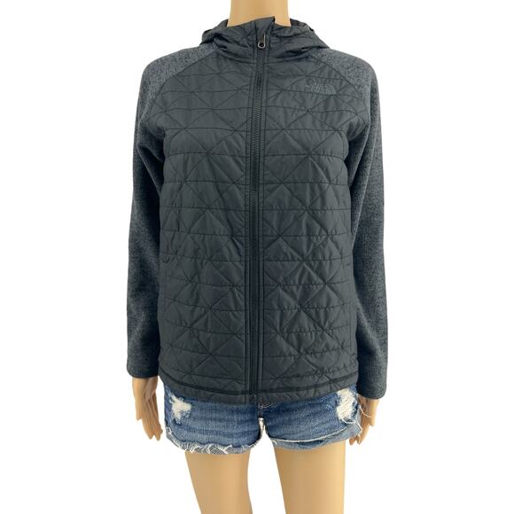 The North Face (S) Women's Gray Quilted Long Sleeve Zip Up Hoodie Jacket - Picture 1 of 10